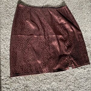 Brown Satin Cheetah Print Skirt